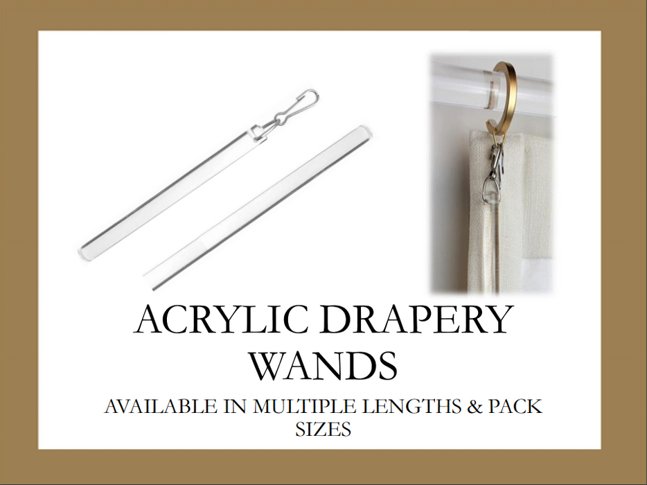 Clear Acrylic Drapery Pull Wand - Available in Multiple Lengths and Pack Sizes - For Easy Movement of Curtain Window Treatments