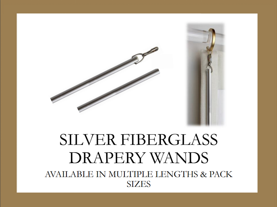 Silver Fiberglass Drapery Pull Wand - Available in Multiple Lengths and Pack Sizes - For Easy Opening and Closing of Curtain Window Treatments