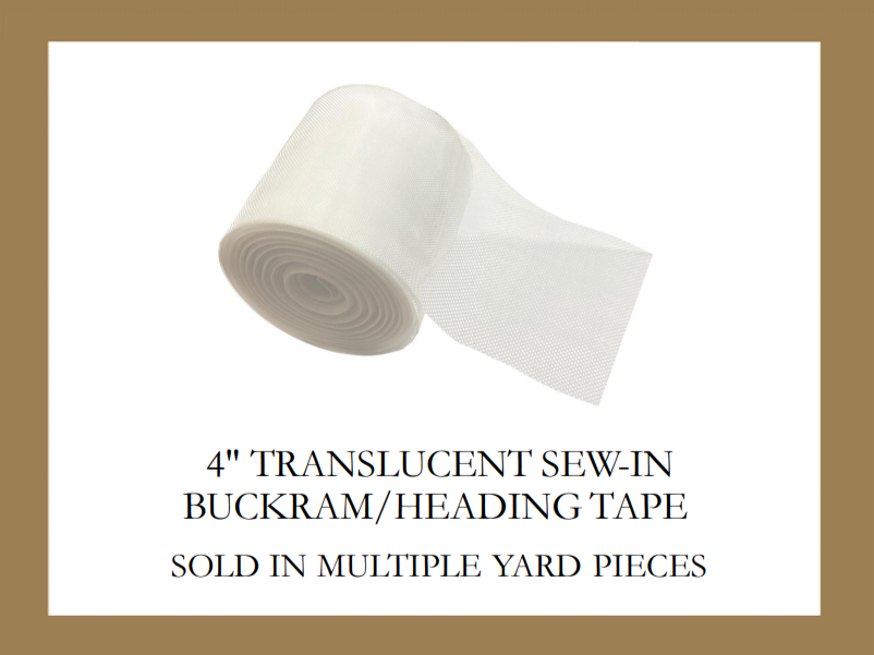 4 Inch Wide - Clear/Translucent Sew-in Drapery Buckram/Heading Tape - Available in Multiple Yard Pieces - Fabrics and Drapes
