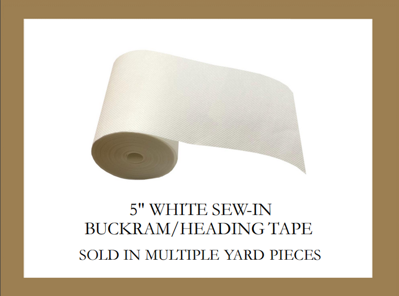 5 Inch Wide White Sew-In Buckram/Heading Tape - Available in Lengths of 1, 6, 10, 12, 100 Yards