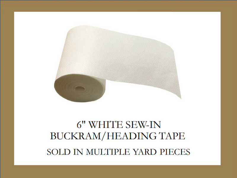 6 Inch Wide White Sew-In Buckram/Heading Tape - Available in Lengths of 1, 6, 10, 12, 100 Yards