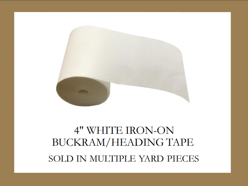 Iron-on Fusible 4 Inch Wide White Buckram/Heading Tape - Available in Lengths of 1, 3, 6, 9, 12, 18, 20, 24 & 100 yards