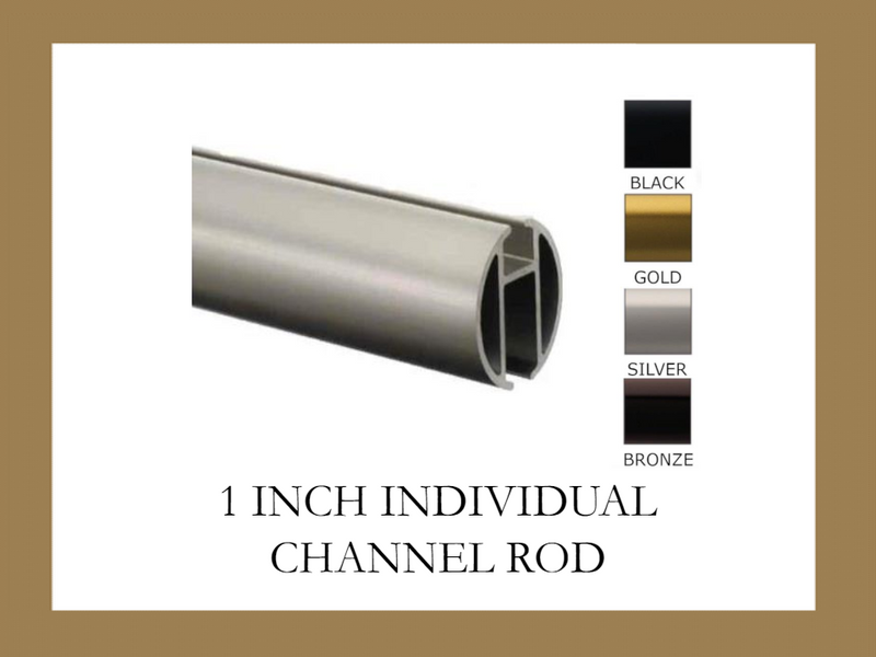 1 Inch - Channel Track Iron Rod - Available in Gold, Silver, Black and Bronze Finish - IF&D Fabrics and Drapes