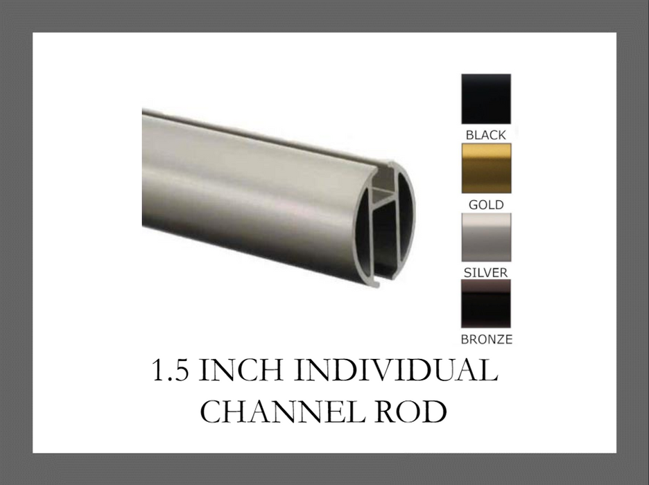 1.5 Inch Diameter - Channel Track Iron ROD ONLY - Available in Gold, Silver, Black and Bronze Finish - IF&D Fabrics and Drapes