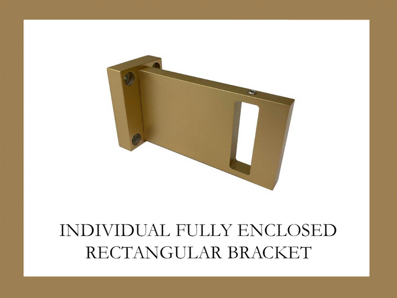 Gold Rectangular Fully Enclosed Bracket - Individual Bracket Only - Will Only Work with Our Rectangular Rods