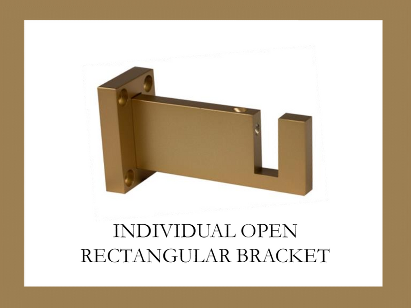 Gold Rectangular Open Bracket - Individual Bracket Only - Will Only Work with Our Rectangular Rods