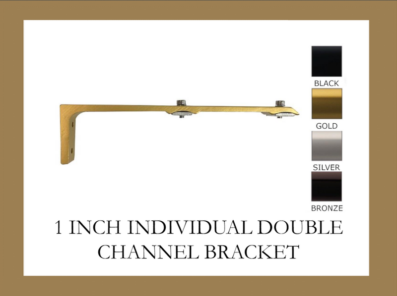 1 Inch - Double Channel Track L Bracket - Available in Gold, Silver, Black and Bronze Finish - IF&D Fabrics and Drapes