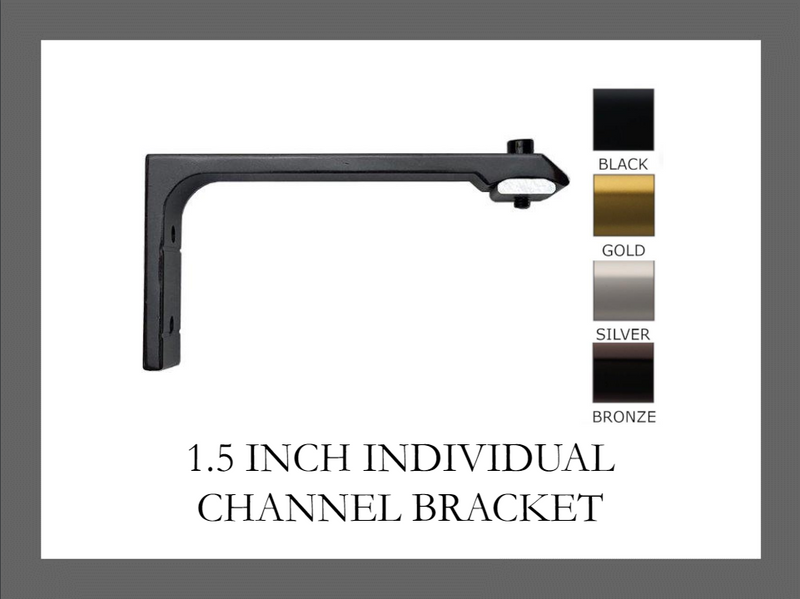 1.5 Inch Diameter - Channel Track L Bracket - Available in Gold, Silver, Black and Bronze Finish - IF&D Fabrics and Drapes