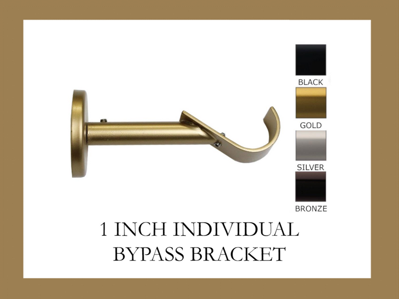 1 Inch Bypass Bracket - Only Compatible with FabricsandDrapes Bypass Rings - Available in Gold, Silver, Bronze and Black Finish - IF&D