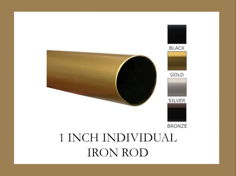 1 Inch Individual Iron Rod - Available in Gold, Silver, Black and Bronze Finishes - Customizable to ANY Length
