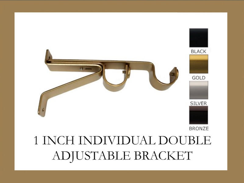 1 Inch - Double Adjustable Wall Bracket - Available in Gold, Silver, Black and Bronze Finish - IF&D Fabrics and Drapes