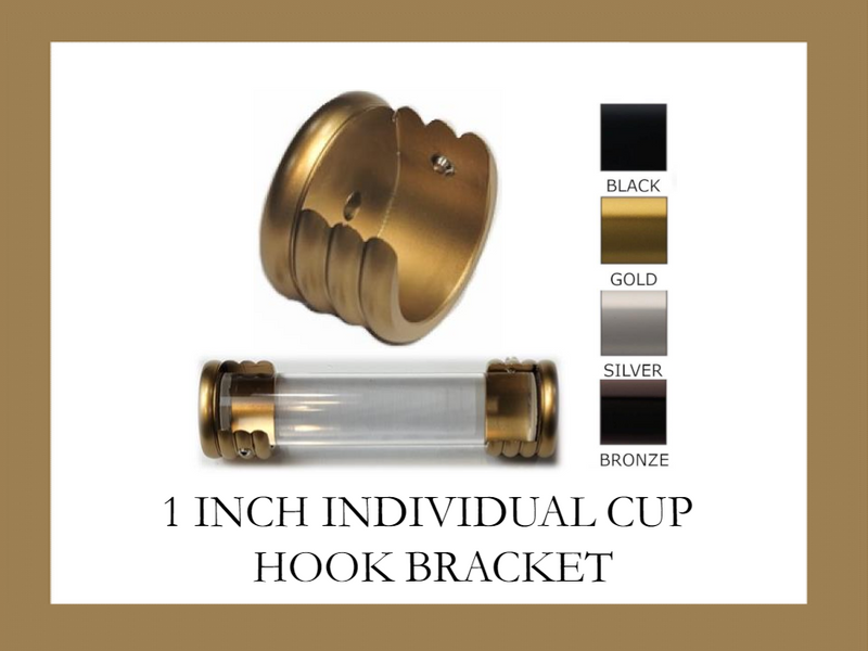 1 Inch Individual Inside Mount Bracket - Available in Gold, Black, Silver and Bronze Finishes