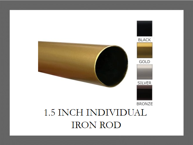 1.5 Inch Individual Iron Rod - Available in Gold, Silver, Black and Bronze Finishes - Customizable to ANY Length