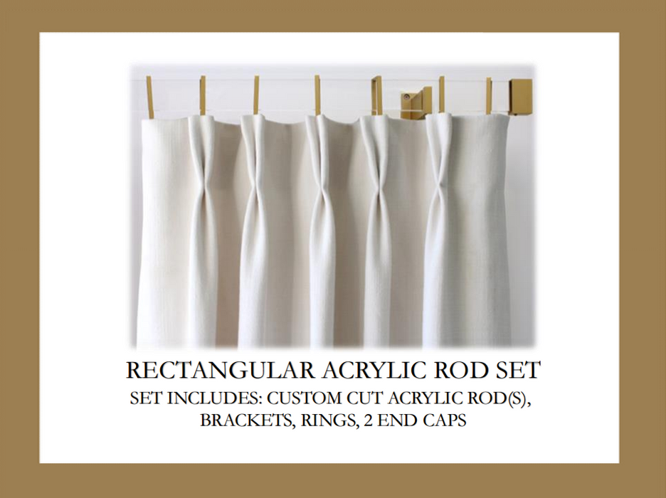 Acrylic Lucite Rectangular Curtain Rod Set- Gold - Includes Drapery Cu ...