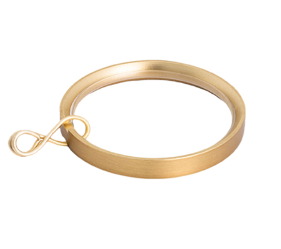 Flat Drapery Rings with Eyelet and Silver Drapery Pins - For 1 1/8 Inch Diameter Rod - Available in Gold, Silver, and Black Finish