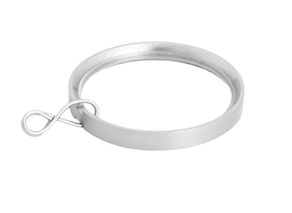 Flat Drapery Rings with Eyelet and Silver Drapery Pins - For 1 1/8 Inch Diameter Rod - Available in Gold, Silver, and Black Finish