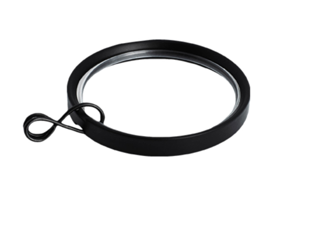 Flat Drapery Rings with Eyelet and Silver Drapery Pins - For 1 1/8 Inch Diameter Rod - Available in Gold, Silver, and Black Finish