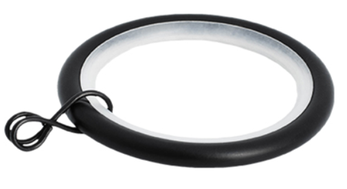 Round Drapery Rings with Eyelet and Silver Drapery Pins - For 1 3/8 Inch Diameter Rod - Available in Gold, Silver, and Black Finish