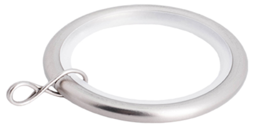 Round Drapery Rings with Eyelet and Silver Drapery Pins - For 1 3/8 Inch Diameter Rod - Available in Gold, Silver, and Black Finish