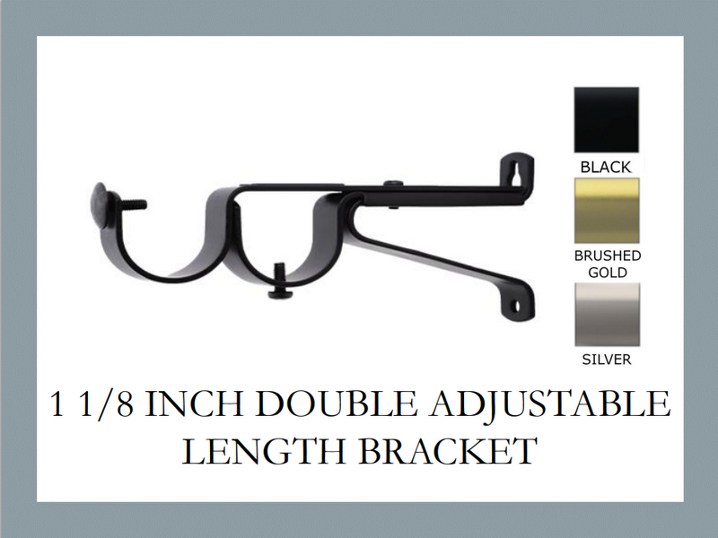 1 1/8 Inch - Double Adjustable Wall Bracket - Available in Brushed Gold, Silver, and Black Finish - IF&D Fabrics and Drapes