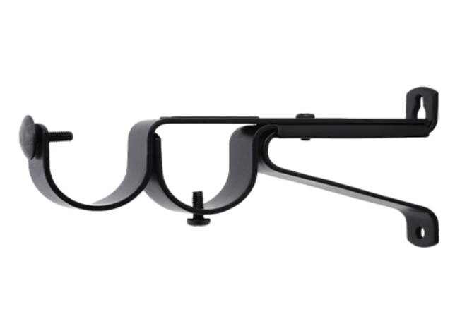 1 1/8 Inch - Double Adjustable Wall Bracket - Available in Brushed Gold, Silver, and Black Finish - IF&D Fabrics and Drapes