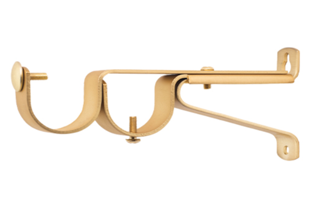 1 1/8 Inch - Double Adjustable Wall Bracket - Available in Brushed Gold, Silver, and Black Finish - IF&D Fabrics and Drapes
