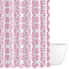 Chintz Pink Scalloped Shower Curtain 72" x 72"