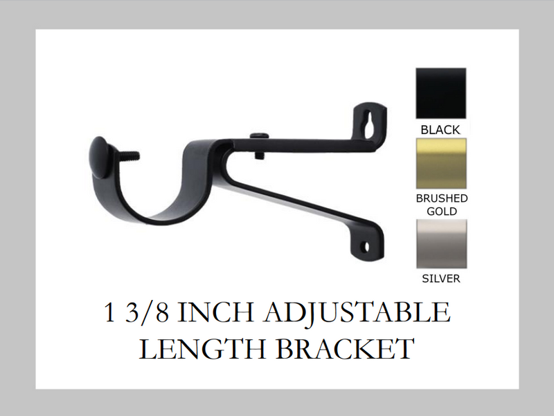 1 3/8 Inch - Adjustable Bracket - Available in Brushed Gold, Silver, and Black Finishes - IF&D Fabrics and Drapes