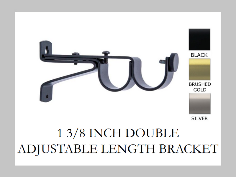 1 3/8 Inch - Double Adjustable Wall Bracket - Available in Brushed Gold, Silver, and Black Finish - IF&D Fabrics and Drapes