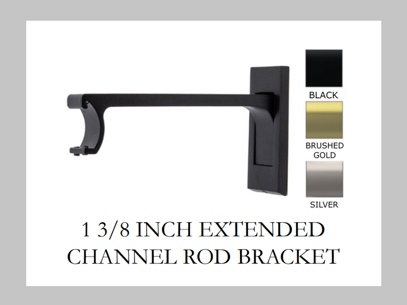 1 3/8 Inch - Extended Channel Track Bracket - Available in Brushed Gold, Silver, and Black Finishes - IF&D Fabrics and Drapes
