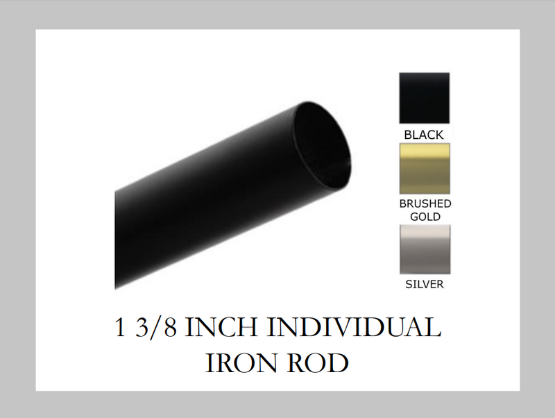 1 3/8 Inch Individual Iron Rod - Available in Gold, Silver, Black and Bronze Finishes - Customizable to ANY Length
