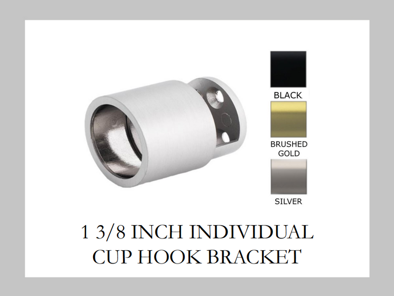 1 3/8 Inch Individual Inside Mount Bracket - Available in Brushed Gold, Black, and Silver Finishes