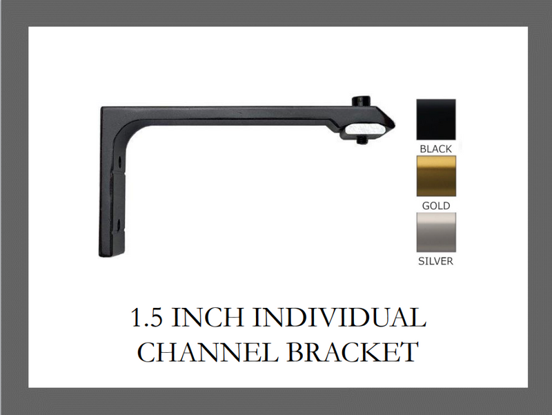 1.5 Inch Diameter - Channel Track L Bracket - Available in Gold, Silver and Black Finish - IF&D Fabrics and Drapes