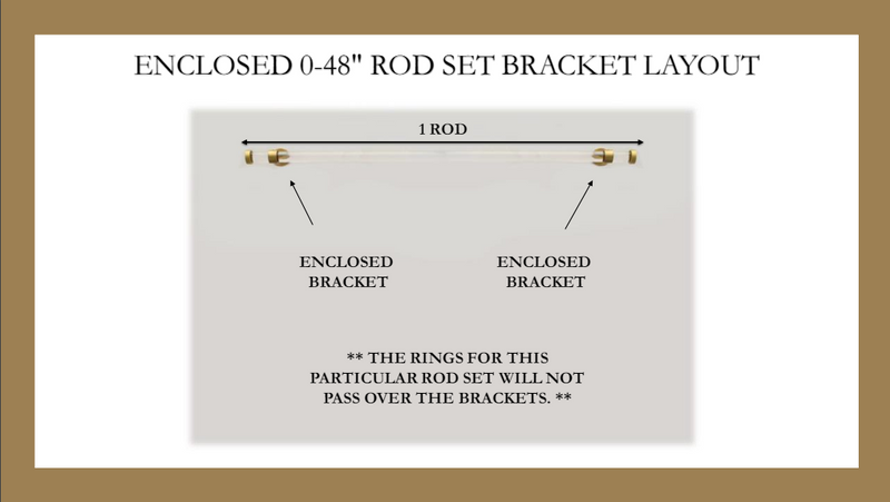 1.5 Inch Iron Round Drapery Rod Set - Includes Curtain Rod, Long Fully Enclosed Brackets, Rings, and End caps