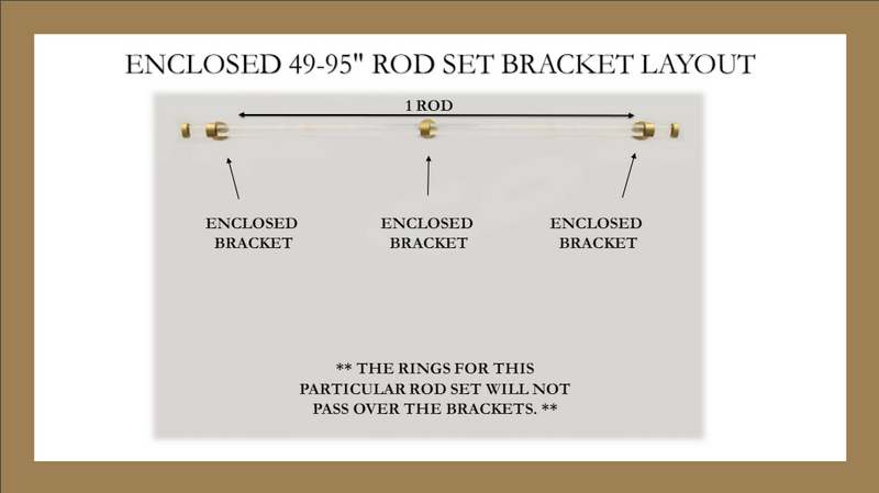 Acrylic 1 3/8 Inch Round Drapery Rod Set - Includes Curtain Rod, Enclosed Brackets, Rings, and End Caps