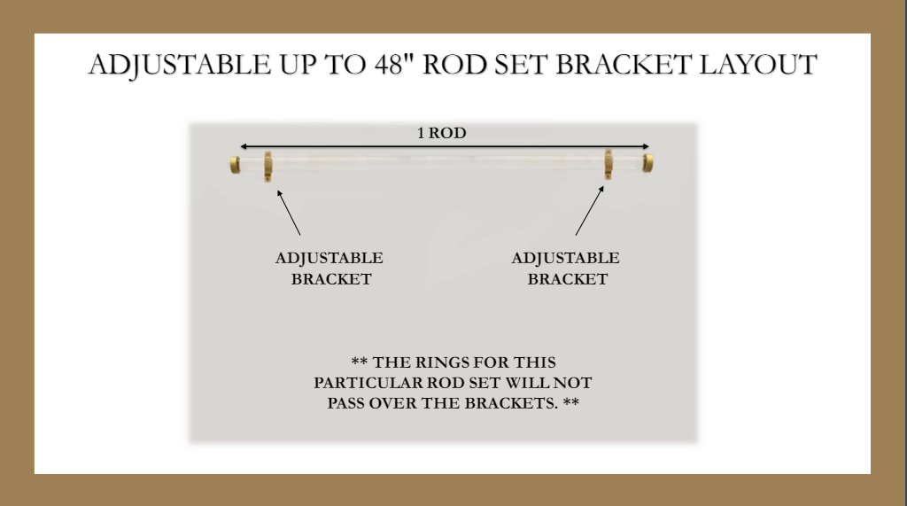 Iron 1 1/8 Inch Round Drapery Rod Set - Includes Curtain Rod, Adjustable Brackets, Rings, and End Caps