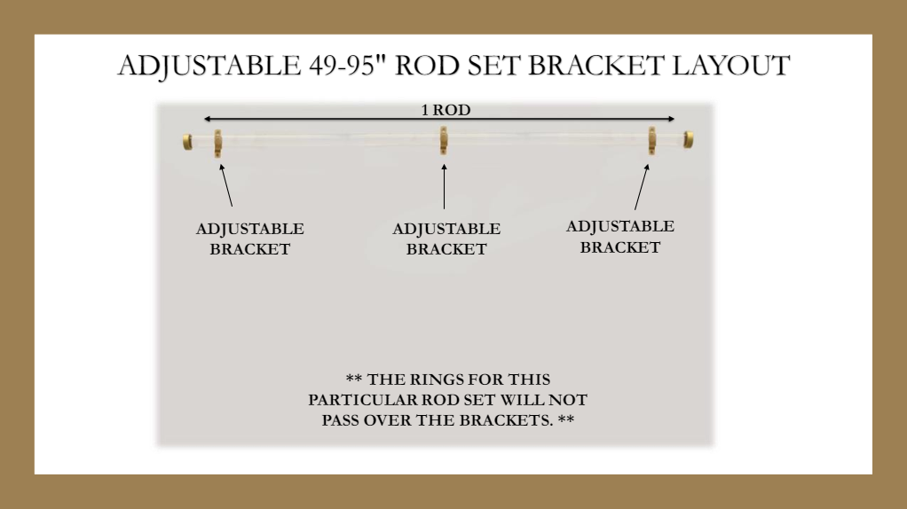 Iron 1 1/8 Inch Round Drapery Rod Set - Includes Curtain Rod, Adjustable Brackets, Rings, and End Caps