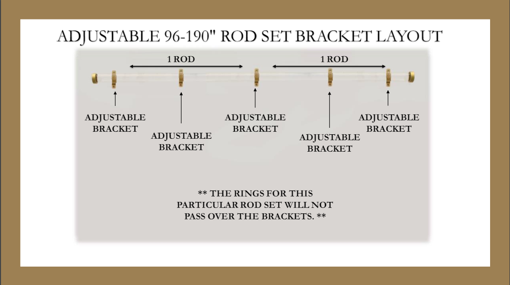 Iron 1 1/8 Inch Round Drapery Rod Set - Includes Curtain Rod, Adjustable Brackets, Rings, and End Caps