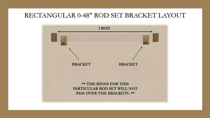 Acrylic Lucite Rectangular Curtain Rod Set - New Brushed Gold