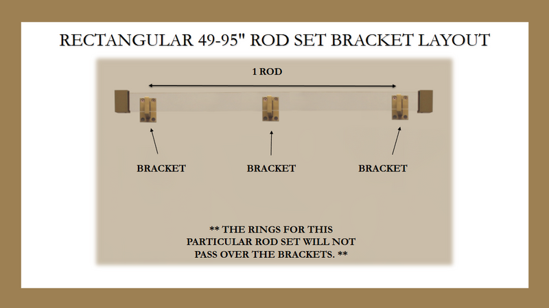 Acrylic Rectangular Curtain Rod Set- Gold - Includes Drapery Curtain Rod, Brackets, Rings, and End Caps