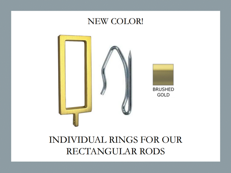 Drapery Rings for Acrylic Rectangular Drapery Rod - Brushed Gold Finish