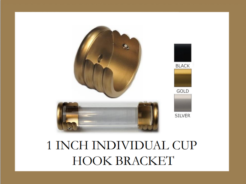 1 Inch Individual Inside Mount Bracket - Available in Gold, Black, and Silver Finishes