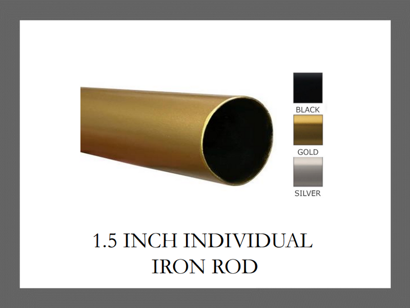 1.5 Inch Individual Iron Rod - Available in Gold, Silver, and Black Finishes - Customizable to ANY Length