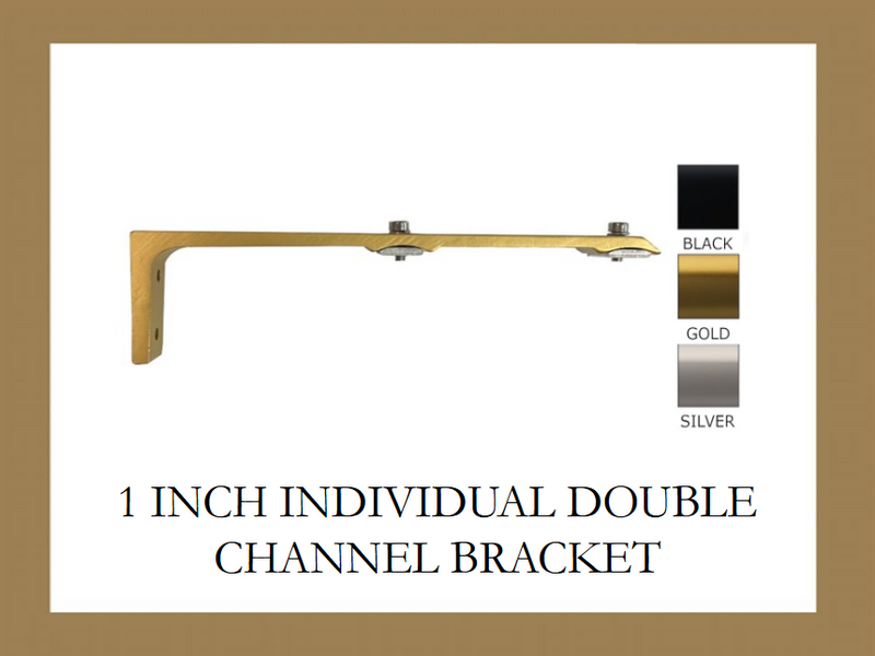 1 Inch - Double Channel Track L Bracket - Available in Gold, Silver, and Black Finish - IF&D Fabrics and Drapes