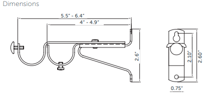 1 1/8 Inch - Double Adjustable Wall Bracket - Available in Brushed Gold, Silver, and Black Finish - IF&D Fabrics and Drapes