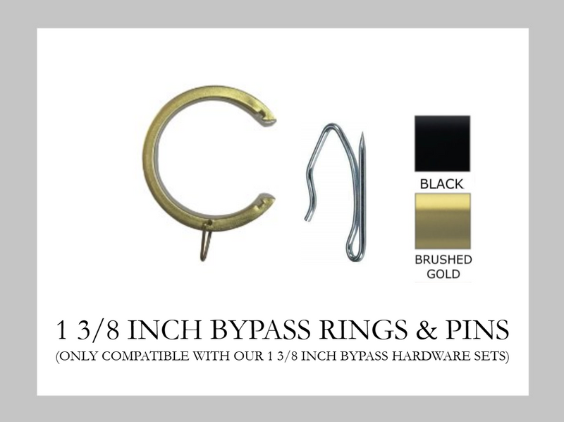 1 3/8" Bypass Drapery Rings with Eyelet and Silver Drapery Pins - Only Compatible with IF&D 1 3/8" Bypass Sets