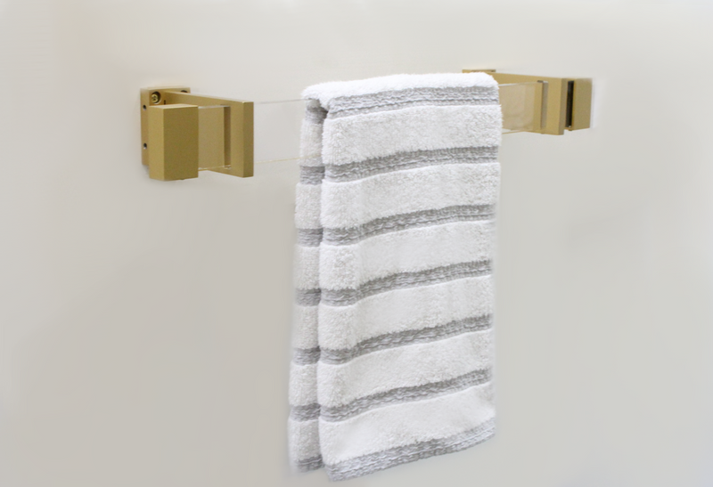Acrylic Lucite Rectangular Hand & Bath Towel Bar - Gold - Includes Rod, Brackets, and End Caps