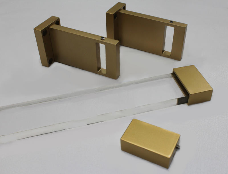 Acrylic Lucite Rectangular Hand & Bath Towel Bar - Gold - Includes Rod, Brackets, and End Caps