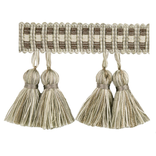 KRAVET BASICS - PAIRED TASSELS- PLATINUM - Fabric by the Yard PLATINUM