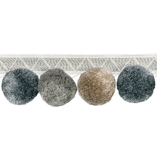 KRAVET COUTURE - PHUKET POMS- PEWTER - Fabric by the Yard PEWTER